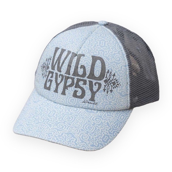 O’Neill BornWild Gypsy Trucker Hat Grey Blue OSFM Adjustable SnapBack NWOT - Picture 1 of 6